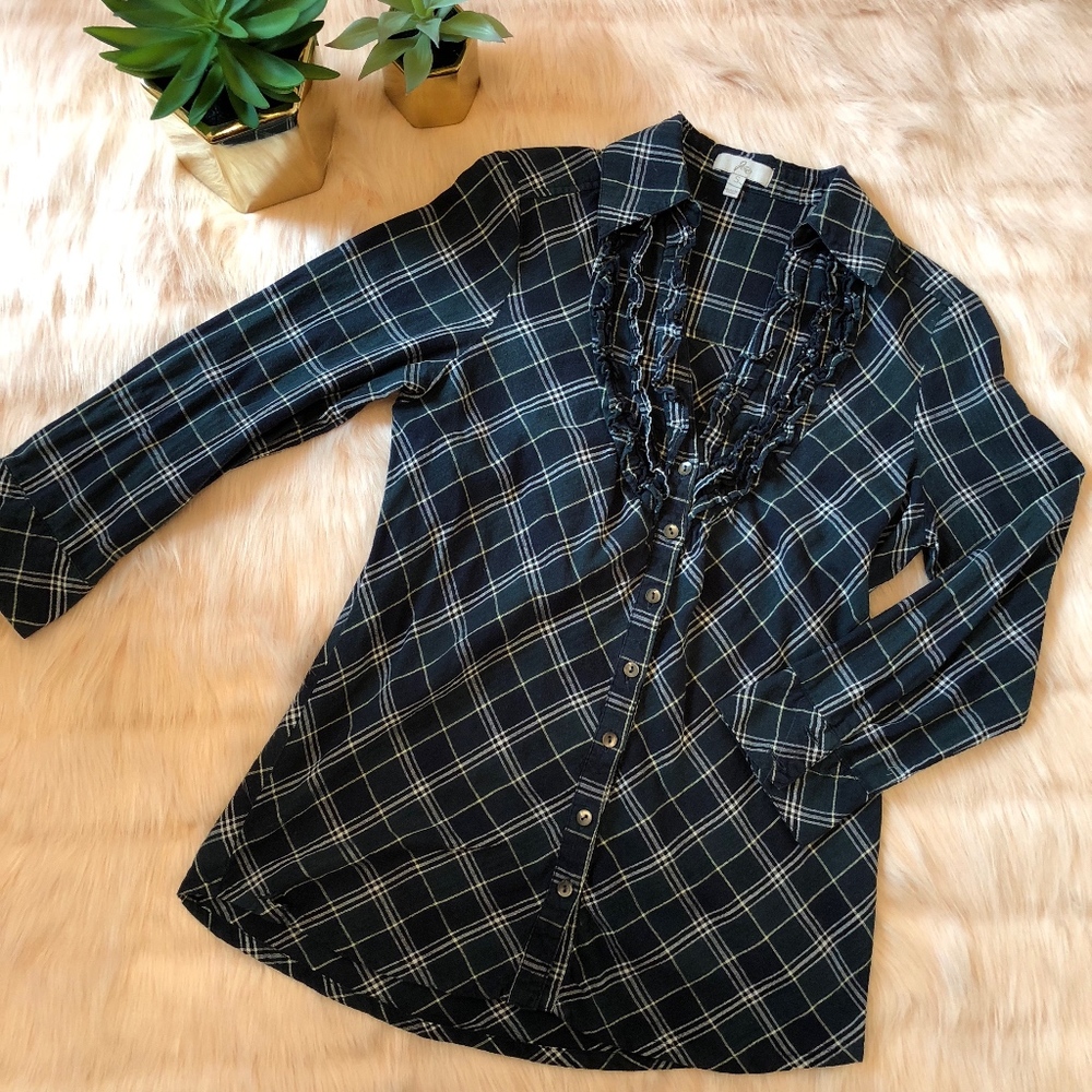 !!MUST GO!! Joie Fara Plaid Ruffle Button Down